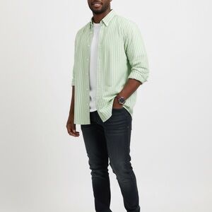 Joe Fresh Green Striped Dress Shirt